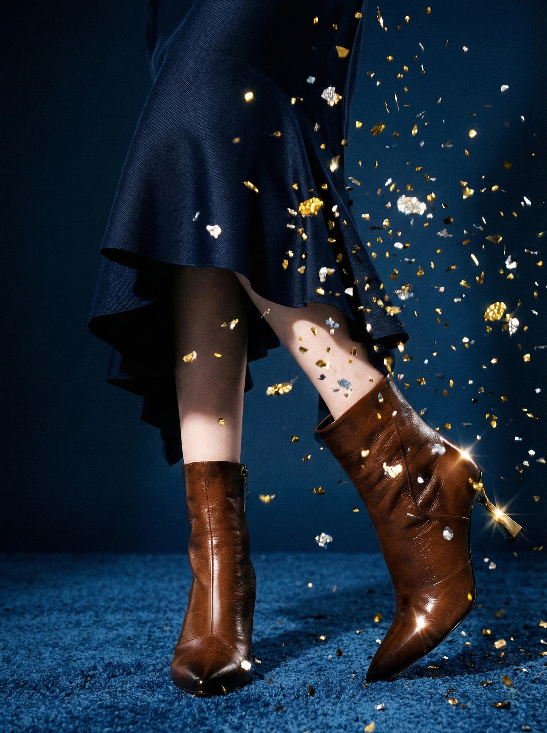 Ботильоны коричневого цвета на высоком каблуке